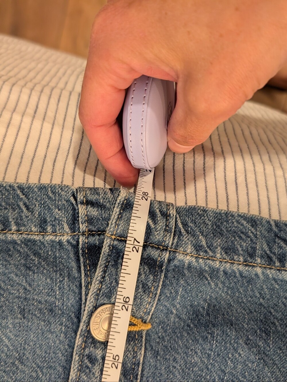 Levi's Light Blue Denim Button-Front Mini Dress with Straps - Picture 6 of 8